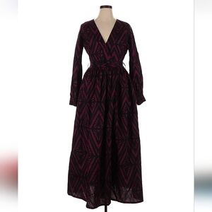 Elegant Black and Purple Maxi Dress Cotton